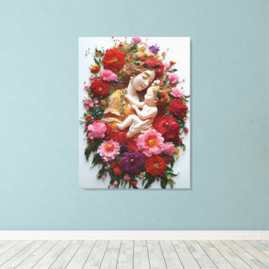 Blooming in Devotion Goddess & Baby  キャンバスプリント (インサイチュ (ウッドフロア))