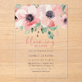 Blooming in Love Baby Shower Pink Baby Shower アクリル招待状