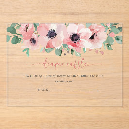 Blooming in Love Diaper Raffle Pink Baby Shower アクリル招待状