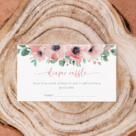 Blooming in Love Diaper Raffle Pink Baby Shower エンクロージャーカード