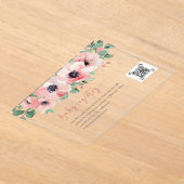  Blooming in Love Pink Baby Shower Baby Registry アクリル招待状 (レイダウン)