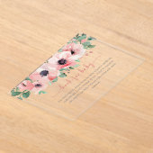 Blooming in Love Pink Baby Shower Book for Baby アクリル招待状 (レイダウン)