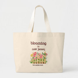  BLOOMING IN NJ, FLORAL GARDEN CANVAS TOTE ラージトートバッグ