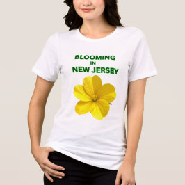 BLOOMING IN NJ,YELLOW HISBISCUS WHITE SHORT SLEEVE トライブレンドＴシャツ