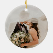 Blooming Joy Bright Bold Floral Wedding Date Photo セラミックオーナメント (裏面)