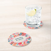 Blooming Joy Bright Floral Maximalist Wedding ラウンドペーパーコースター (インサイチュ)