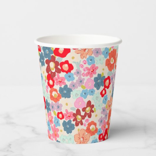 Blooming Joy Bright Floral Maximalist Wedding 紙コップ (裏面)