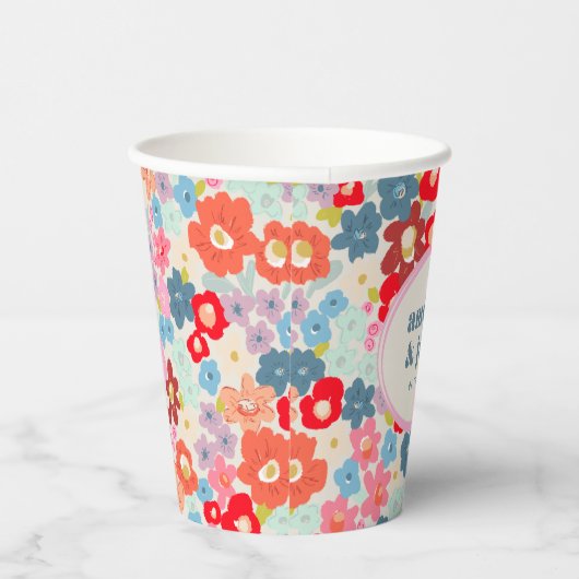 Blooming Joy Bright Floral Maximalist Wedding 紙コップ (右)