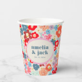 Blooming Joy Bright Floral Maximalist Wedding 紙コップ (正面)