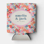 Blooming Joy Bright Floral Maximalist Wedding 缶クーラー (正面)