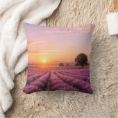 Blooming Lavender Field at Golden Sunset Provence クッション (ブランケット)