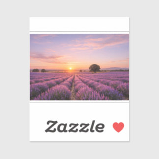 Blooming Lavender Field at Golden Sunset Provence シール