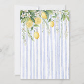 Blooming Lemons Blue Striped Bridal Shower 招待状 (裏面)