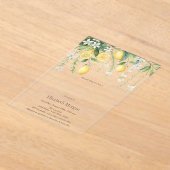  Blooming Lemons Pink Striped Baby Shower アクリル招待状 (レイダウン)