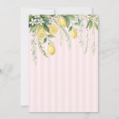  Blooming Lemons Pink Striped Baby Shower 招待状 (裏面)