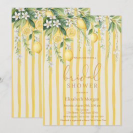 Blooming Lemons Yellow Striped Bridal Shower 招待状