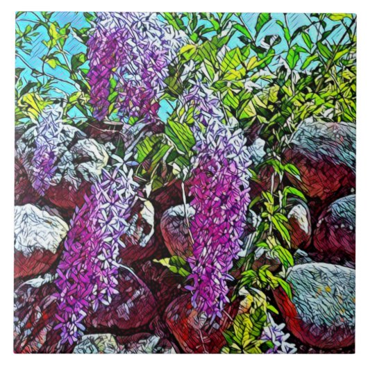 Blooming lilac flower garden タイル (正面)