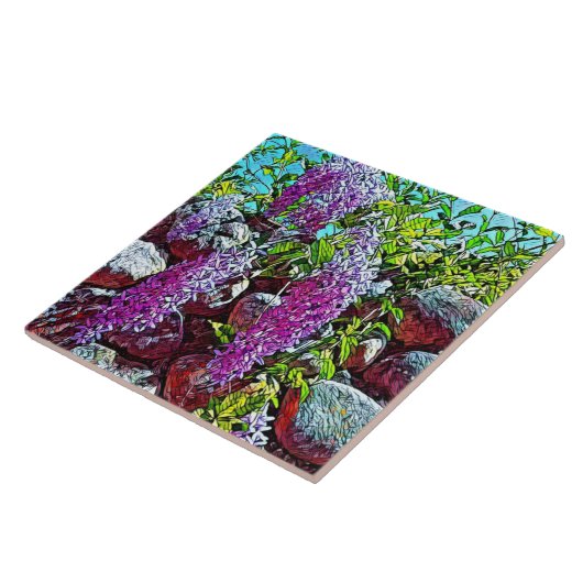 Blooming lilac flower garden タイル (側面)