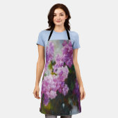 Blooming Lilac – Impressionist Spring Flowers エプロン (着用した状態)