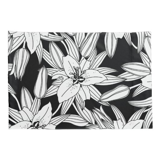 Blooming Lilies in Black and White 枕カバー (裏面-右)