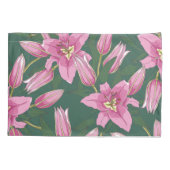 Blooming Lilies in Deep Green 枕カバー (裏面-左)