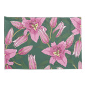 Blooming Lilies in Deep Green 枕カバー (裏面-右)