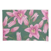 Blooming Lilies in Deep Green 枕カバー (正面左)