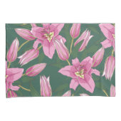 Blooming Lilies in Deep Green 枕カバー (正面右)