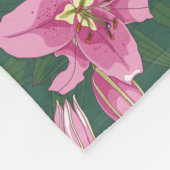 Blooming Lilies in Deep Green Fleece Blanket フリースブランケット (角)