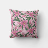 Blooming Lilies in Pastel Pink クッション (正面)