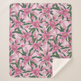 Blooming Lilies in Pastel Pink  シェルパブランケット