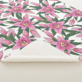 Blooming Lilies in Pastel Pink on White シェルパブランケット (3/4)