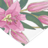 Blooming Lilies in Pastel Pink on White テーブルクロス (アングル)