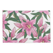 Blooming Lilies in Pastel Pink on White 枕カバー (裏面-右)