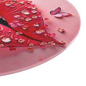 Blooming Lips: Floral Butterfly Kiss カッティングボード (角)