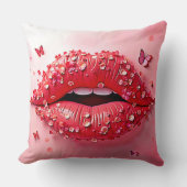Blooming Lips: Floral Butterfly Kiss クッション (正面)