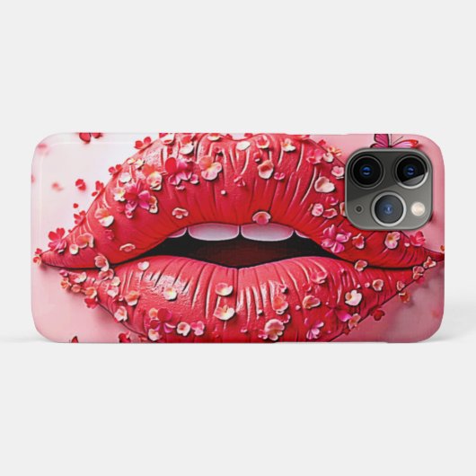 Blooming Lips: Floral Butterfly Kiss Case-Mate iPhoneケース (裏面(横))