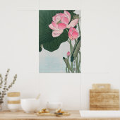 Blooming Lotus Flowers Japanese Fine Art Print ポスター (キッチン)