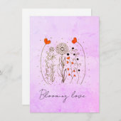  Blooming Love Hand-Drawn Hearts Floral Card (正面/裏面)