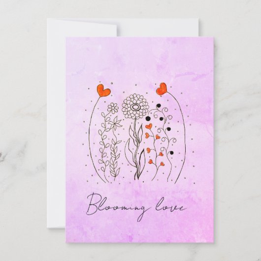  Blooming Love Hand-Drawn Hearts Floral Card (正面)
