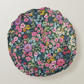 Blooming midsummer meadow seamless pattern. Plant  ラウンドクッション (裏面)