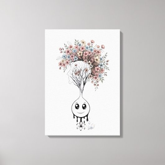 Blooming Mind- Modern Surrealist Floral Art Poster キャンバスプリント (正面)