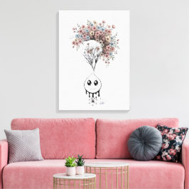 Blooming Mind- Modern Surrealist Floral Art Poster キャンバスプリント