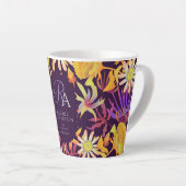 Blooming Mystical Floral Monogram Brown Latte Mug カフェラテマグ (右アングル)