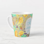 Blooming Mystical Floral Monogram Grey Latte Mug カフェラテマグ (左アングル)
