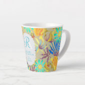 Blooming Mystical Floral Monogram Grey Latte Mug カフェラテマグ (右アングル)