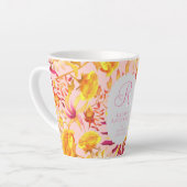 Blooming Mystical Floral Monogram Pink Latte Mug カフェラテマグ (左アングル)