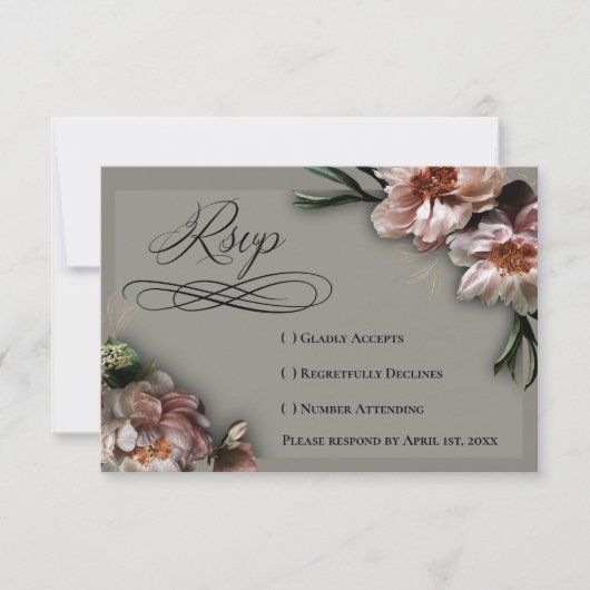 Blooming Peonies RSVP Card (正面)