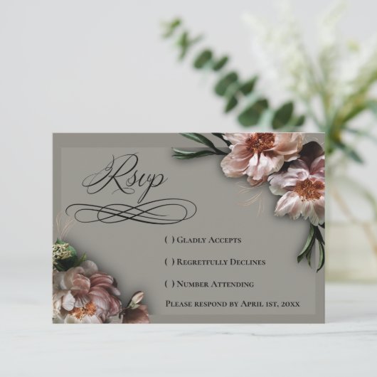 Blooming Peonies RSVP Card (スタンド正面)
