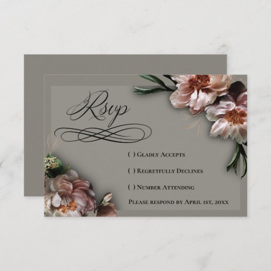 Blooming Peonies RSVP Card (正面/裏面)